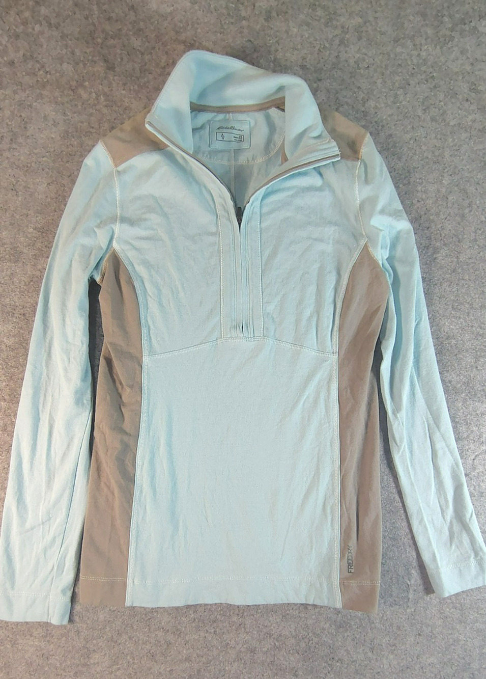 Eddie Bauer Quarter Zip Active Pullover Size XS Light blue/Taupe Gym Workout